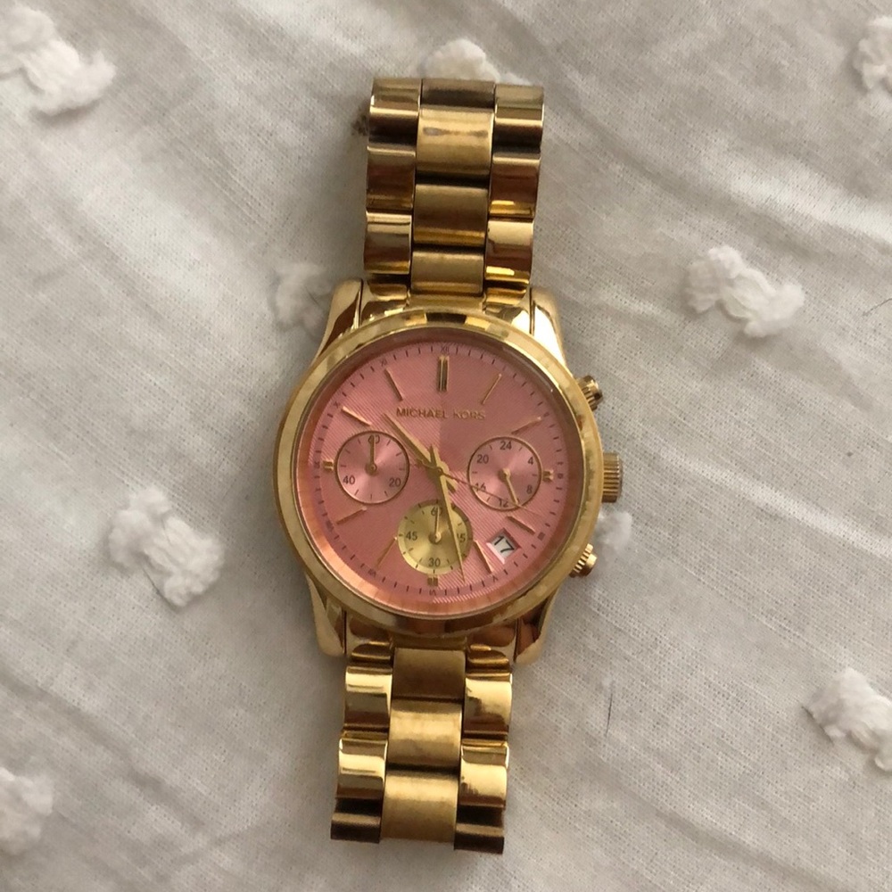 Pink and gold michael kors watch